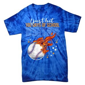 I Just Hit 100 Days Of School Baseball 100th Day Of School Great Gift Tie-Dye T-Shirt