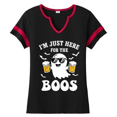 IM Just Here For The Boos Halloween Costume Ladies Halftime Notch Neck Tee