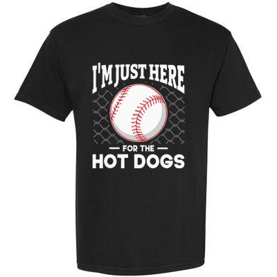 I'm Just Here For The Hot Dogs Summer Baseball Game Hotdog Garment-Dyed Heavyweight T-Shirt