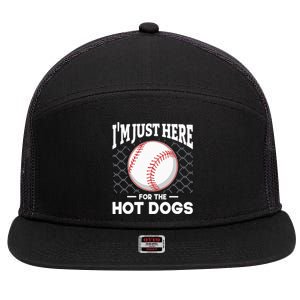 I'm Just Here For The Hot Dogs Summer Baseball Game Hotdog 7 Panel Mesh Trucker Snapback Hat