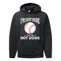 I'm Just Here For The Hot Dogs Summer Baseball Game Hotdog Performance Fleece Hoodie