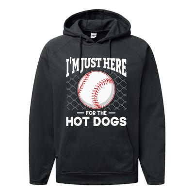 I'm Just Here For The Hot Dogs Summer Baseball Game Hotdog Performance Fleece Hoodie