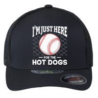 I'm Just Here For The Hot Dogs Summer Baseball Game Hotdog Flexfit Unipanel Trucker Cap