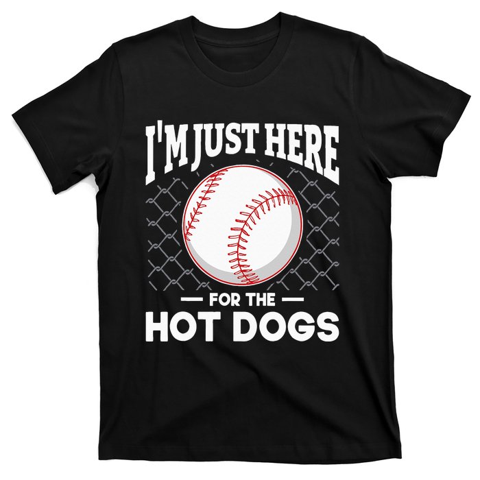 I'm Just Here For The Hot Dogs Summer Baseball Game Hotdog T-Shirt