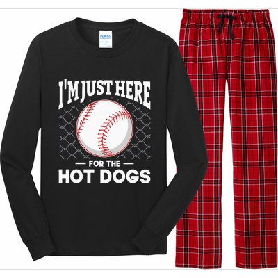 I'm Just Here For The Hot Dogs Summer Baseball Game Hotdog Long Sleeve Pajama Set