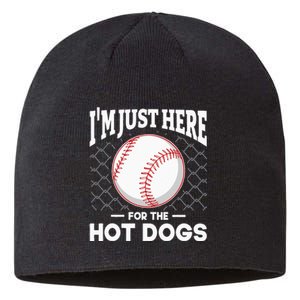 I'm Just Here For The Hot Dogs Summer Baseball Game Hotdog Sustainable Beanie