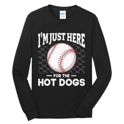 I'm Just Here For The Hot Dogs Summer Baseball Game Hotdog Tall Long Sleeve T-Shirt