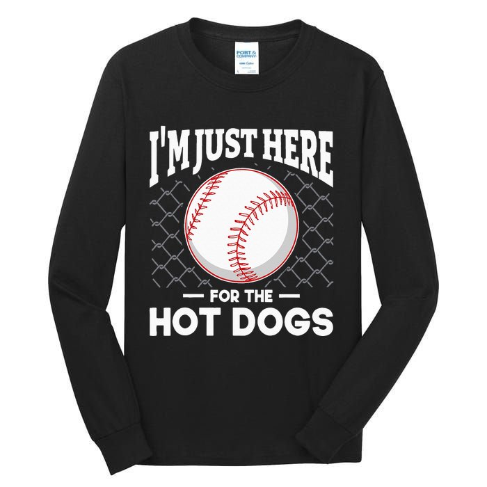 I'm Just Here For The Hot Dogs Summer Baseball Game Hotdog Tall Long Sleeve T-Shirt