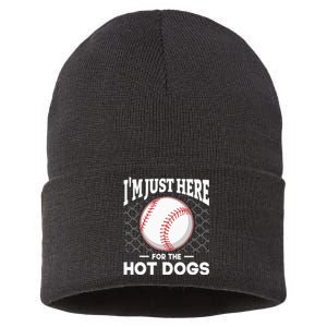 I'm Just Here For The Hot Dogs Summer Baseball Game Hotdog Sustainable Knit Beanie