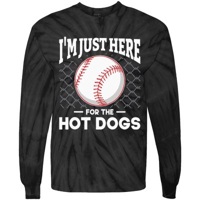 I'm Just Here For The Hot Dogs Summer Baseball Game Hotdog Tie-Dye Long Sleeve Shirt