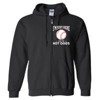 I'm Just Here For The Hot Dogs Summer Baseball Game Hotdog Full Zip Hoodie