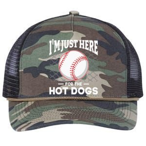 I'm Just Here For The Hot Dogs Summer Baseball Game Hotdog Retro Rope Trucker Hat Cap