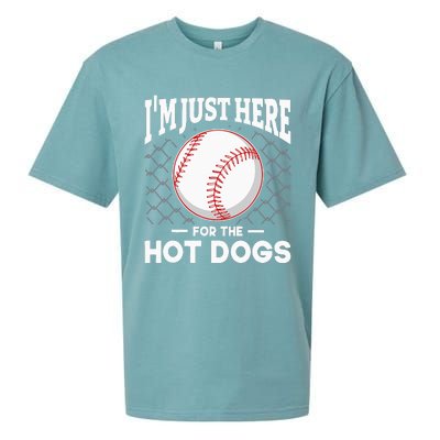 I'm Just Here For The Hot Dogs Summer Baseball Game Hotdog Sueded Cloud Jersey T-Shirt