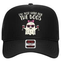 Im Just Here For The Boos Funny Halloween Costume For Women High Crown Mesh Back Trucker Hat