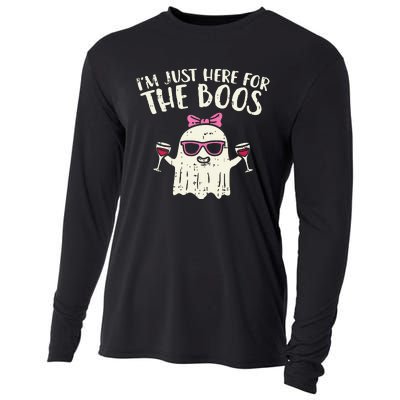 Im Just Here For The Boos Funny Halloween Costume For Women Cooling Performance Long Sleeve Crew