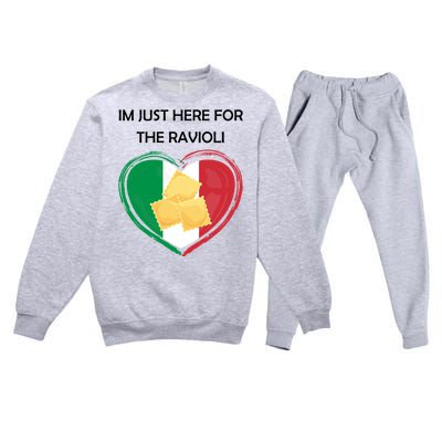 Im Just Here For The Ravioli Funny Italian Humor Italy Food Premium Crewneck Sweatsuit Set