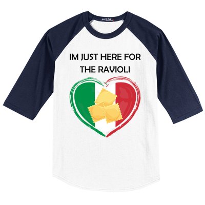 Im Just Here For The Ravioli Funny Italian Humor Italy Food Baseball Sleeve Shirt