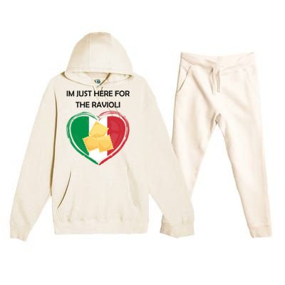 Im Just Here For The Ravioli Funny Italian Humor Italy Food Premium Hooded Sweatsuit Set