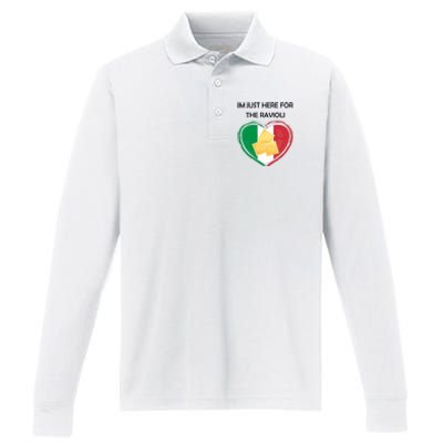 Im Just Here For The Ravioli Funny Italian Humor Italy Food Performance Long Sleeve Polo