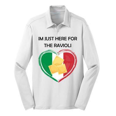 Im Just Here For The Ravioli Funny Italian Humor Italy Food Silk Touch Performance Long Sleeve Polo