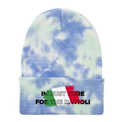 Im Just Here For The Ravioli Funny Italian Humor Italy Food Tie Dye 12in Knit Beanie