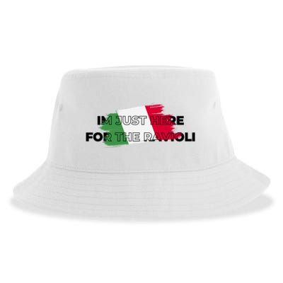 Im Just Here For The Ravioli Funny Italian Humor Italy Food Sustainable Bucket Hat