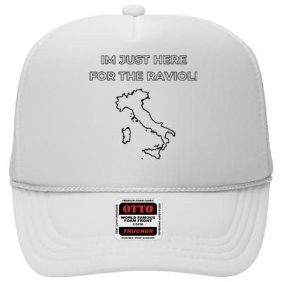 Im Just Here For The Ravioli Funny Italian Humor Italy Food High Crown Mesh Back Trucker Hat