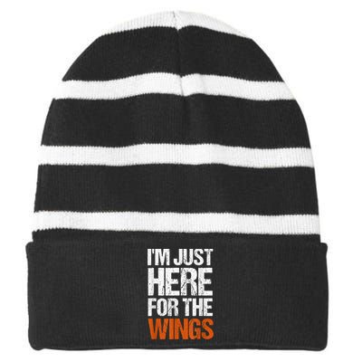 Im Just Here For The Wings Funny Gift Striped Beanie with Solid Band