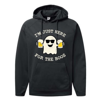 IM Just Here For The Boos Ghost Beer Halloween Costume Performance Fleece Hoodie