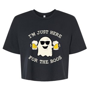 IM Just Here For The Boos Ghost Beer Halloween Costume Bella+Canvas Jersey Crop Tee