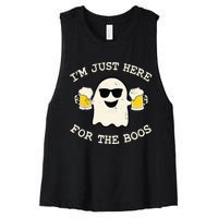 IM Just Here For The Boos Ghost Beer Halloween Costume Women's Racerback Cropped Tank