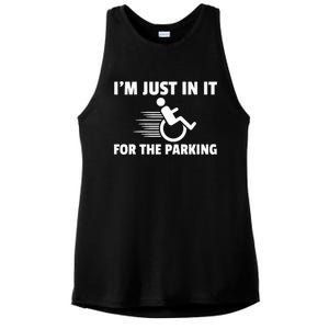 IM Just In It For The Parking Wheelchair Disability Gift Ladies PosiCharge Tri-Blend Wicking Tank