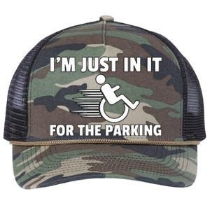 IM Just In It For The Parking Wheelchair Disability Gift Retro Rope Trucker Hat Cap