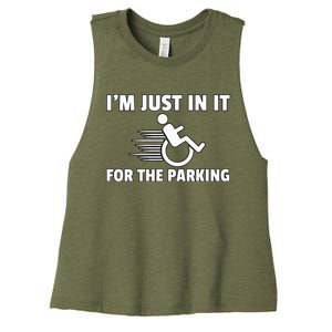 IM Just In It For The Parking Wheelchair Disability Gift Women's Racerback Cropped Tank