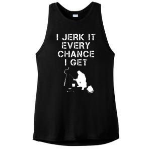 I Jerk It Every Chance I Get Funny Fishing Ladies PosiCharge Tri-Blend Wicking Tank