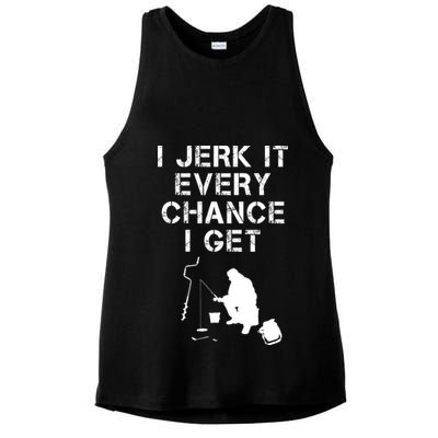 I Jerk It Every Chance I Get Funny Fishing Ladies PosiCharge Tri-Blend Wicking Tank