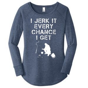 I Jerk It Every Chance I Get Funny Fishing Women's Perfect Tri Tunic Long Sleeve Shirt