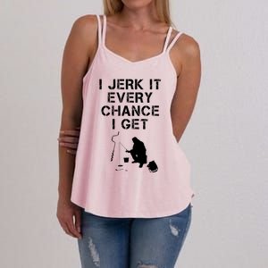 I Jerk It Every Chance I Get Funny Fishing Women's Strappy Tank