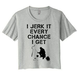 I Jerk It Every Chance I Get Funny Fishing Women's Crop Top Tee