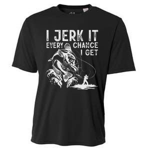 I Jerk It Every Chance I Get Fishing Angling Fisherman Cooling Performance Crew T-Shirt