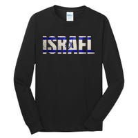 Israel Jewish Israeli Flag Star Of David Pride Vintage Retro Tall Long Sleeve T-Shirt