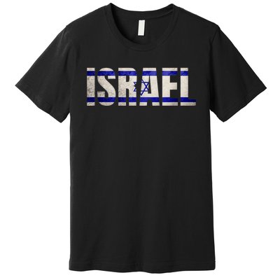 Israel Jewish Israeli Flag Star Of David Pride Vintage Retro Premium T-Shirt