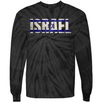 Israel Jewish Israeli Flag Star Of David Pride Vintage Retro Tie-Dye Long Sleeve Shirt