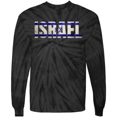 Israel Jewish Israeli Flag Star Of David Pride Vintage Retro Tie-Dye Long Sleeve Shirt