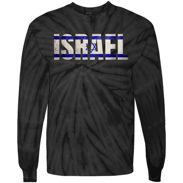 Israel Jewish Israeli Flag Star Of David Pride Vintage Retro Tie-Dye Long Sleeve Shirt