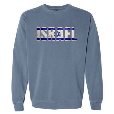 Israel Jewish Israeli Flag Star Of David Pride Vintage Retro Garment-Dyed Sweatshirt