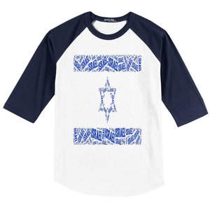 Israel Jewish Israeli Flag Star of David Pride Love Text Art Baseball Sleeve Shirt