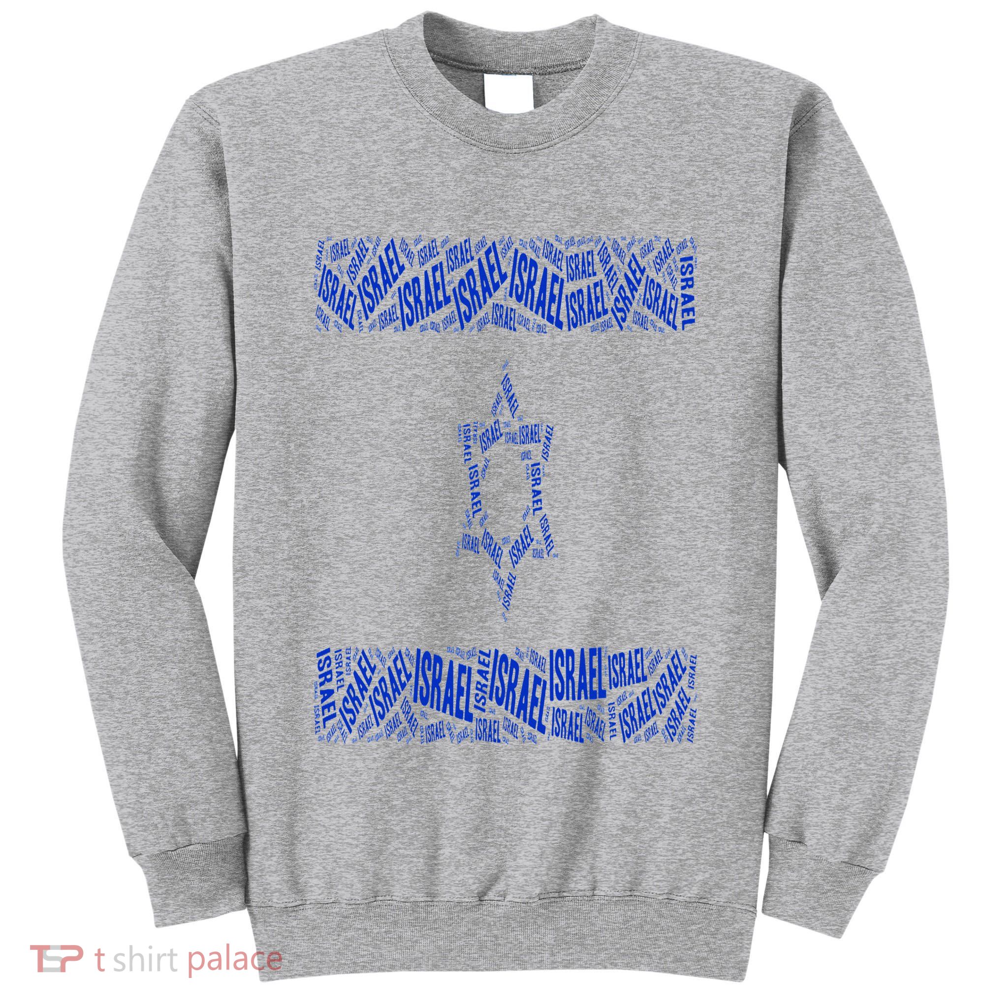 Israel Jewish Israeli Flag Star of David Pride Love Text Art Tall Sweatshirt