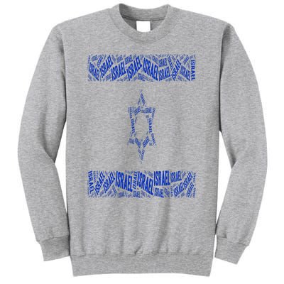 Israel Jewish Israeli Flag Star of David Pride Love Text Art Tall Sweatshirt