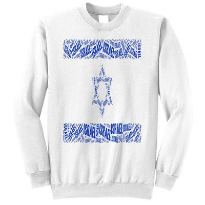 Israel Jewish Israeli Flag Star of David Pride Love Text Art Sweatshirt